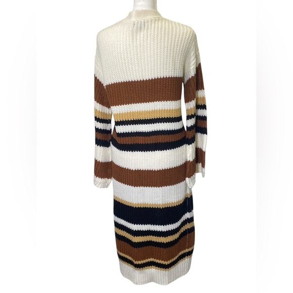 RUE21 Women's size XS Knit Cardigan Stripes Open Front Earthy Neutral Long - Picture 6 of 8